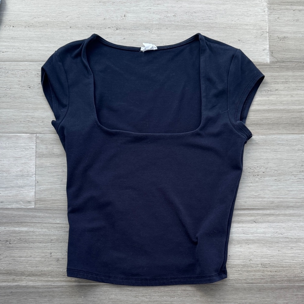 Garage dark blue  Crop Top square neck